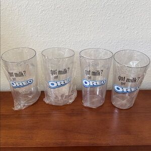 NEW 4 Oreo Plastic Tumbler Glasses Cups Got Milk Fresh for Life Right Store